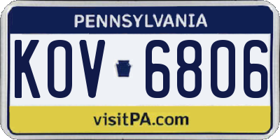 PA license plate KOV6806