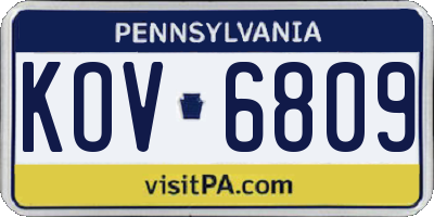PA license plate KOV6809
