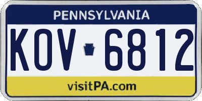 PA license plate KOV6812