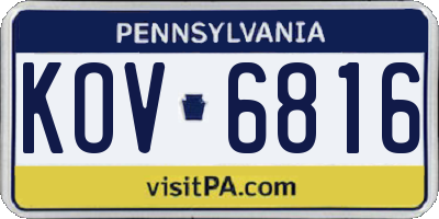 PA license plate KOV6816