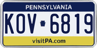 PA license plate KOV6819