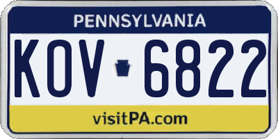 PA license plate KOV6822