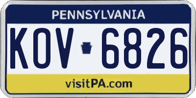 PA license plate KOV6826