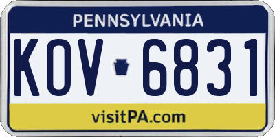 PA license plate KOV6831