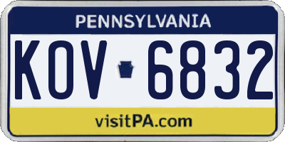 PA license plate KOV6832