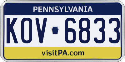PA license plate KOV6833