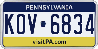 PA license plate KOV6834