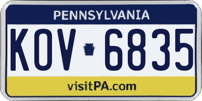 PA license plate KOV6835
