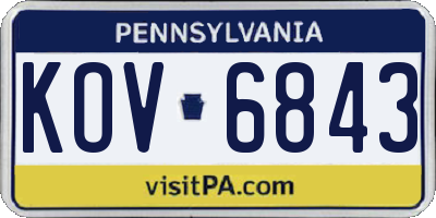 PA license plate KOV6843