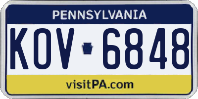 PA license plate KOV6848
