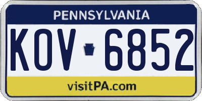 PA license plate KOV6852