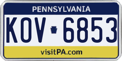 PA license plate KOV6853