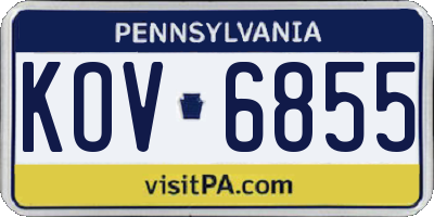 PA license plate KOV6855