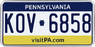PA license plate KOV6858