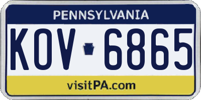 PA license plate KOV6865