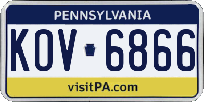 PA license plate KOV6866