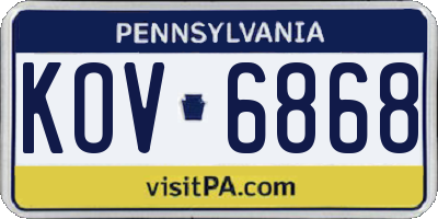 PA license plate KOV6868