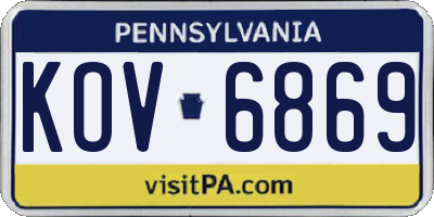PA license plate KOV6869