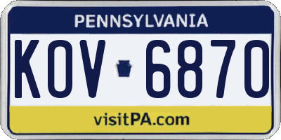 PA license plate KOV6870