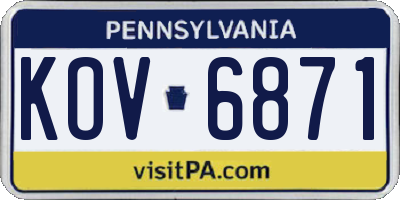 PA license plate KOV6871