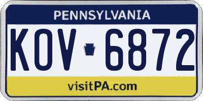 PA license plate KOV6872