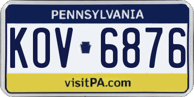 PA license plate KOV6876