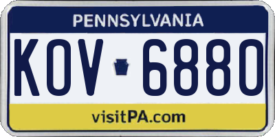 PA license plate KOV6880