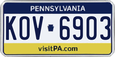 PA license plate KOV6903