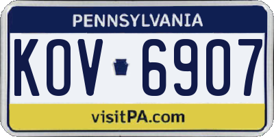 PA license plate KOV6907