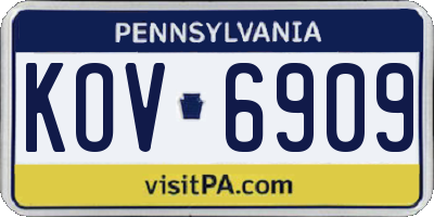 PA license plate KOV6909