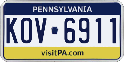 PA license plate KOV6911