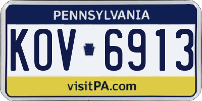 PA license plate KOV6913