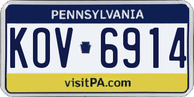 PA license plate KOV6914