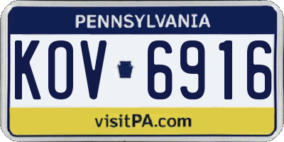 PA license plate KOV6916