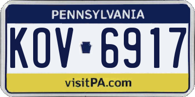 PA license plate KOV6917