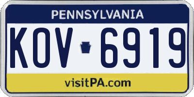 PA license plate KOV6919