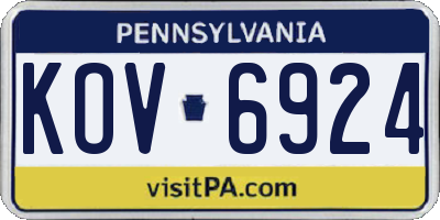 PA license plate KOV6924