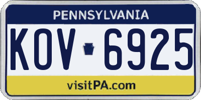 PA license plate KOV6925