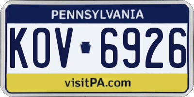 PA license plate KOV6926