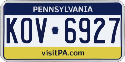 PA license plate KOV6927