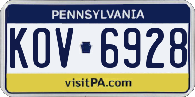 PA license plate KOV6928