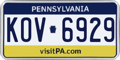 PA license plate KOV6929