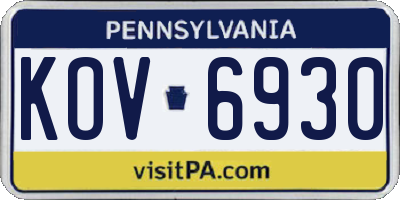 PA license plate KOV6930