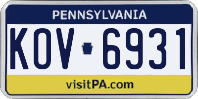 PA license plate KOV6931