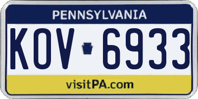 PA license plate KOV6933