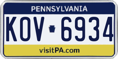 PA license plate KOV6934