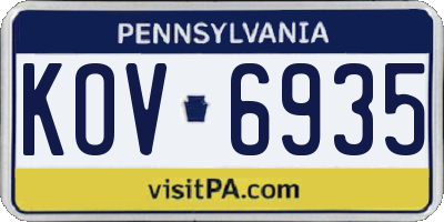 PA license plate KOV6935