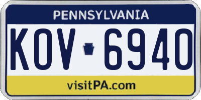 PA license plate KOV6940