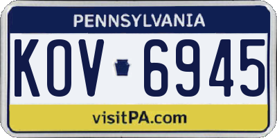 PA license plate KOV6945