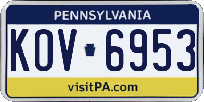 PA license plate KOV6953